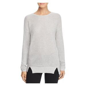 DESIGN HISTORY Womens Gray Open Stitch Long Sleeve Round Neck Tunic Sweater L